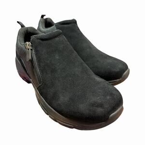 Lands End Shoes Womens 8.5 B All Weather Side Zip Loafer Black Suede Outdoor